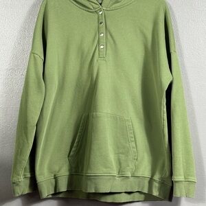 Sage Green Henley Snap Hoodie | Oversized Soft Pullover|no hood string|2X